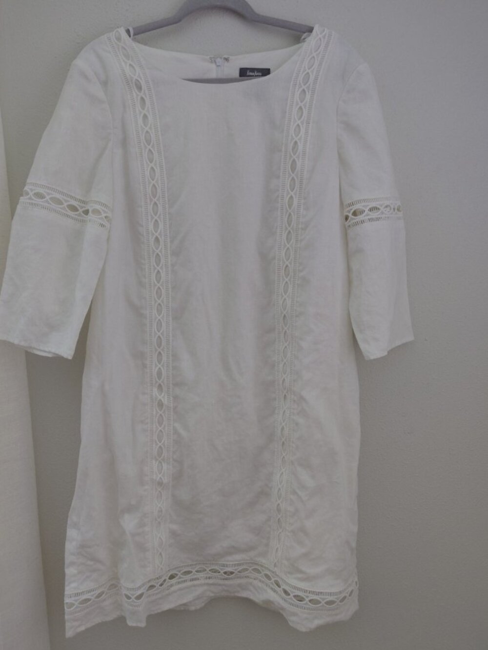 Neiman Marcus 100% Linen Cream White Midi Dress Medium